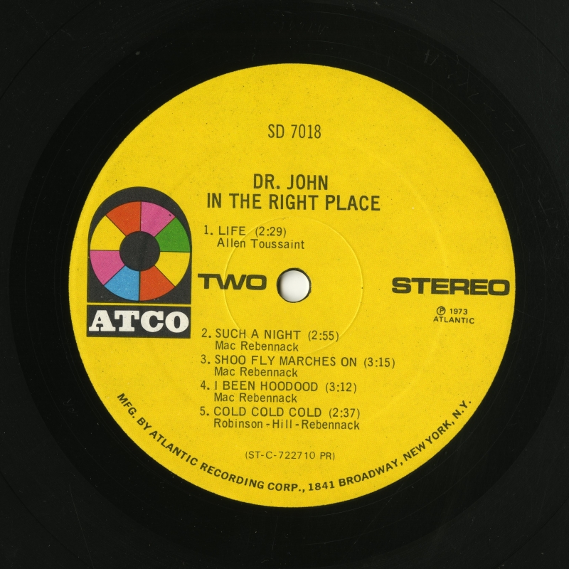 『In The Right Place』（1973年、ATCO）ラベル02